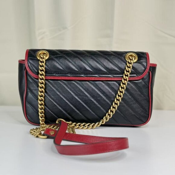 Gucci Black Leather Medium Marmont Flap Shoulder Bag - Picture 3 of 8